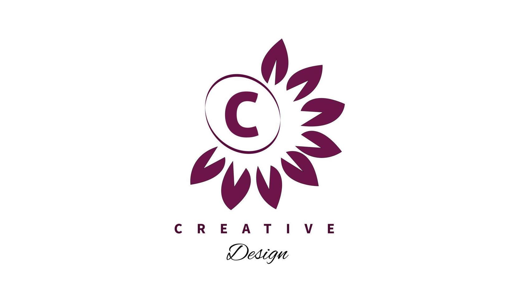 C water color logo artistic, fancy, trendy hand drawn vector design on black background.