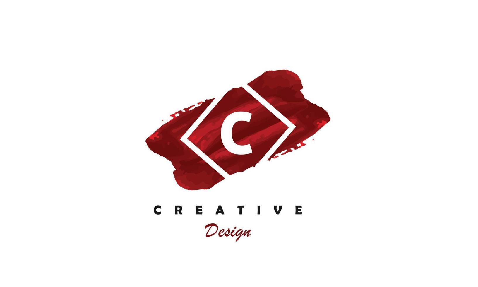 C water color logo artistic, fancy, trendy hand drawn vector design on black background.