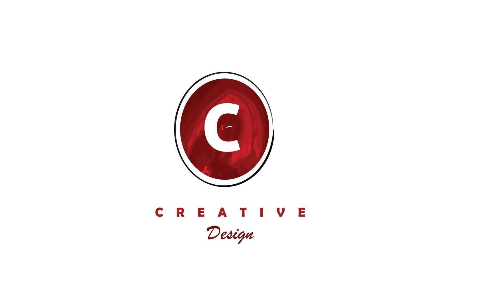 C water color logo artistic, fancy, trendy hand drawn vector design on black background.