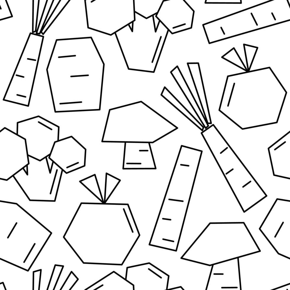cute abstract hand drawn geometric veggies collection black and white seamless vector pattern background illustration