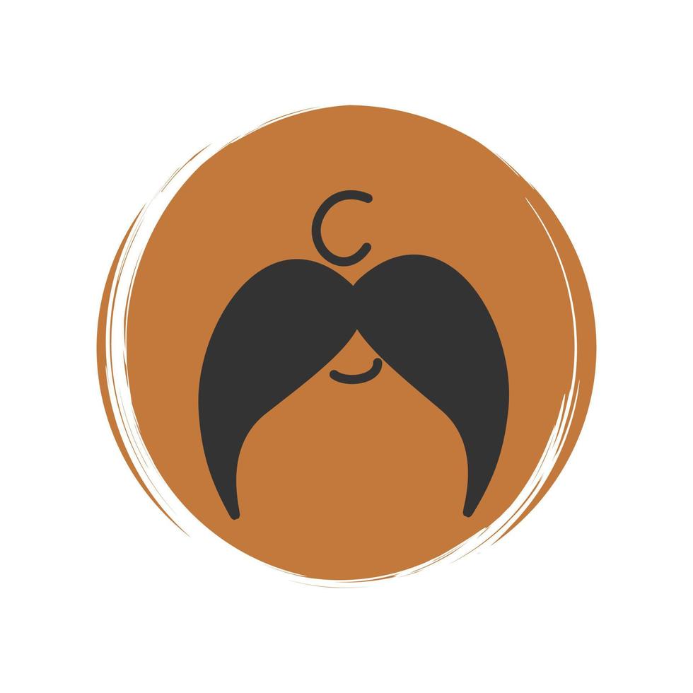 Cute logo or icon vector with traditional mexican moustache, illustration on circle with brush texture, for social media story and highlights