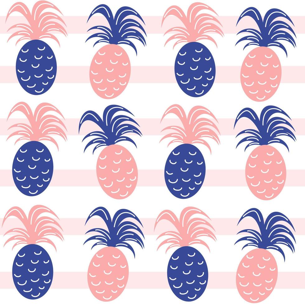 cute summertime seamless vector pattern background illustration with colorful pineapples