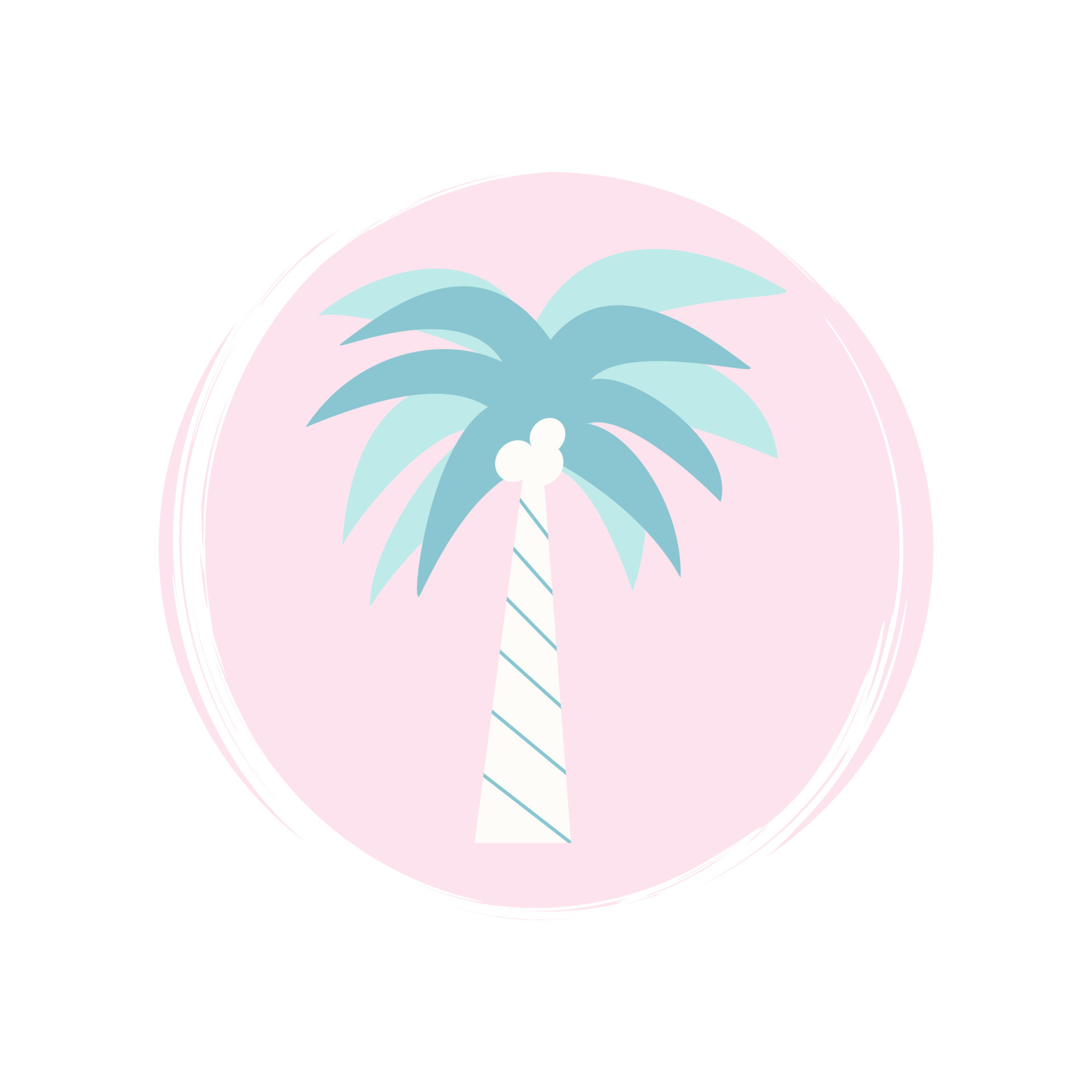 Palm tree icon logo vector illustration on circle with brush texture