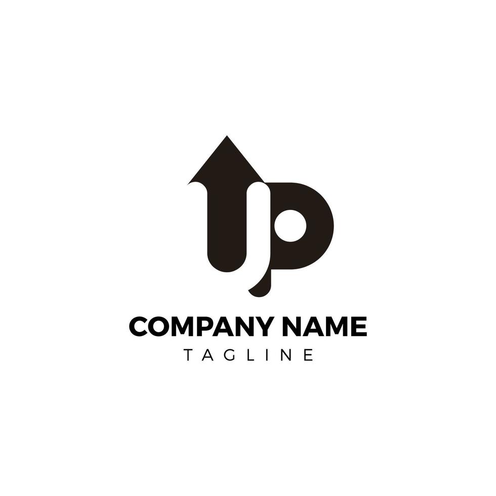 Simple Black UP logo design with an arrow vector