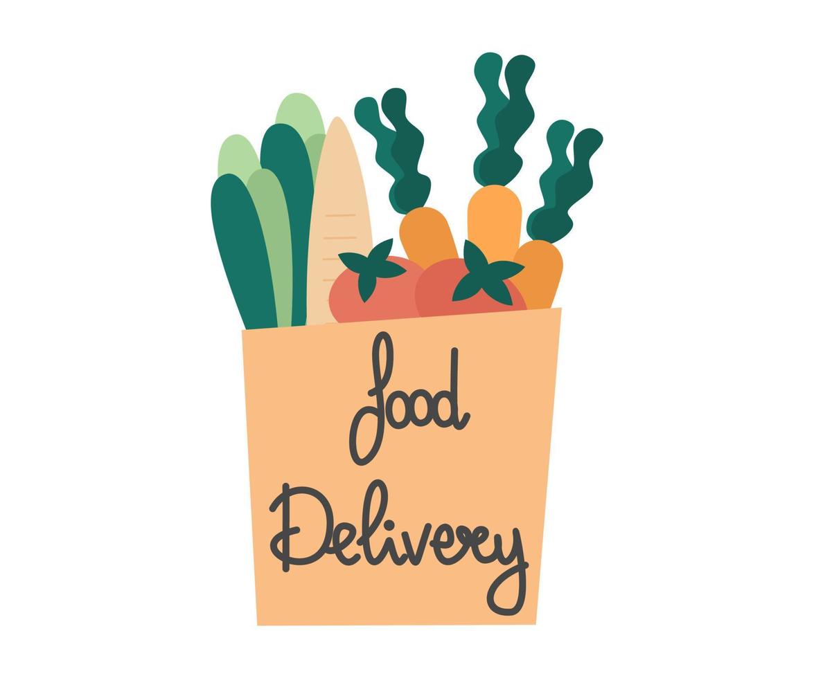 Food delivery service concept vector illustration with paper bag