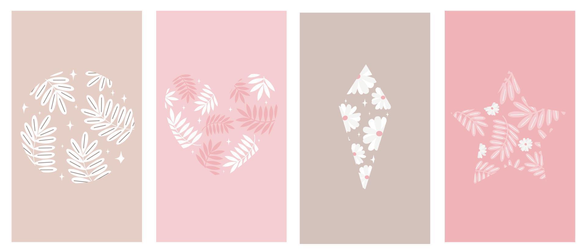 cute vector set of abstract logo floral elements design templates symbols for social media stories highlights and posts