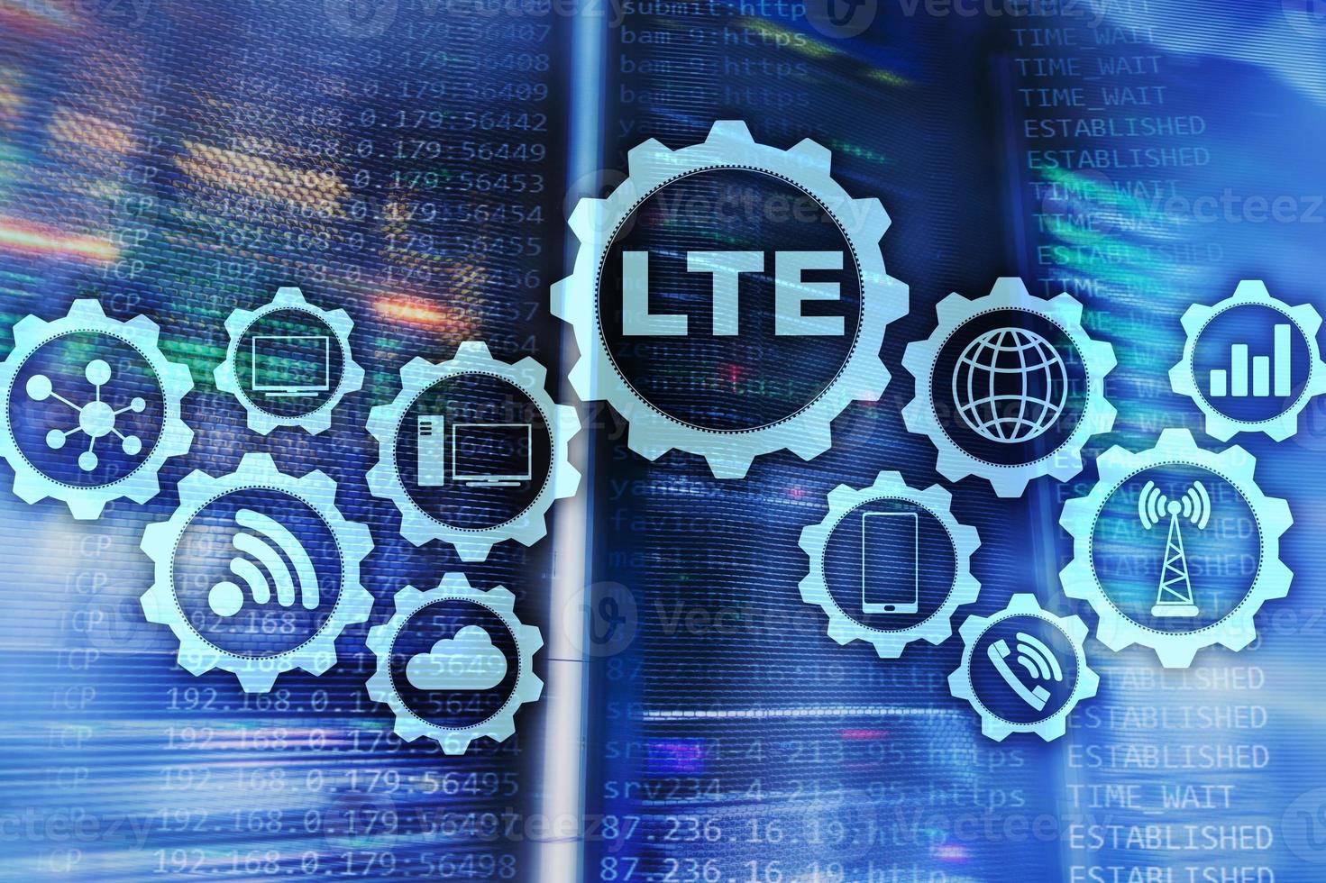 LTE, Wireless Business Internet and Virtual Reality Concept. Information Communication Technology on a server background photo