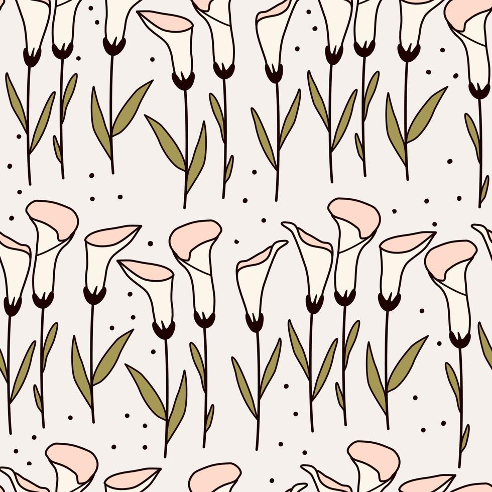 cute elegant beautiful seamless vector pattern illustration background with beautiful calla flowers