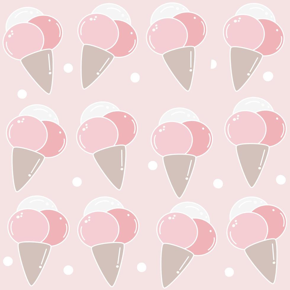 Cute lovely summer seamless vector pattern background illustration with cone ice creams