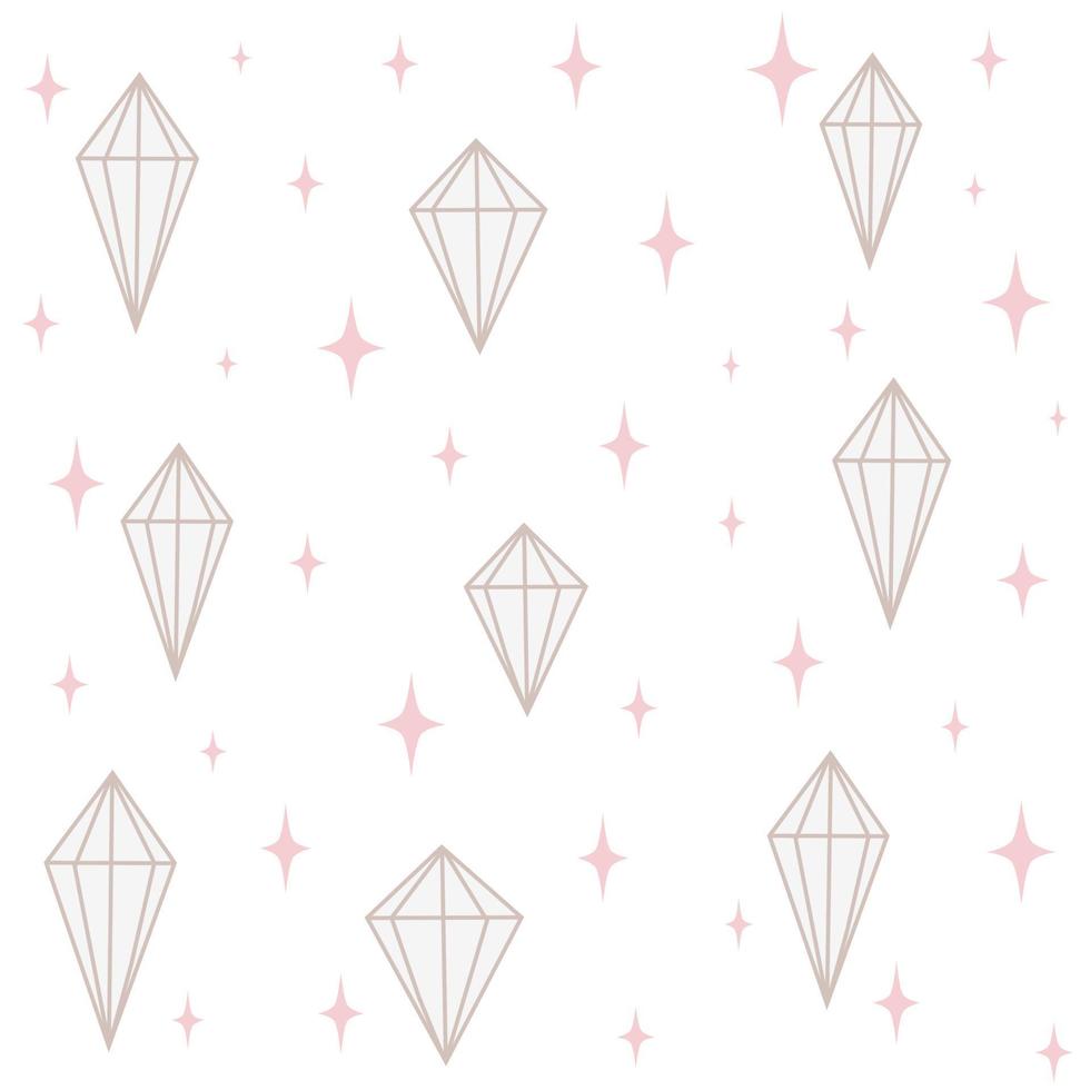 cute hand drawn seamless vector pattern background illustration with diamonds and stars