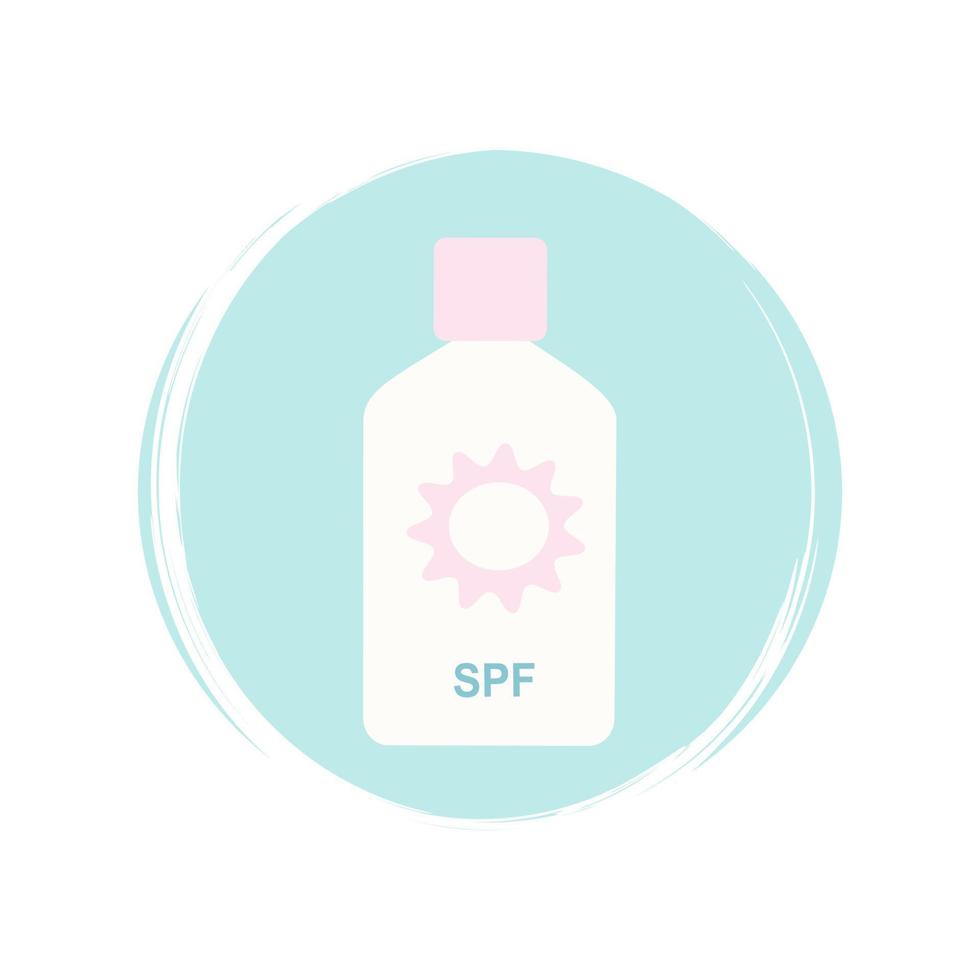 Sunscreen icon logo vector illustration on circle with brush texture for social media story highlight