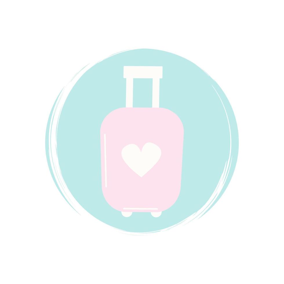 Suitcase icon logo vector illustration on circle with brush texture for social media story highlight