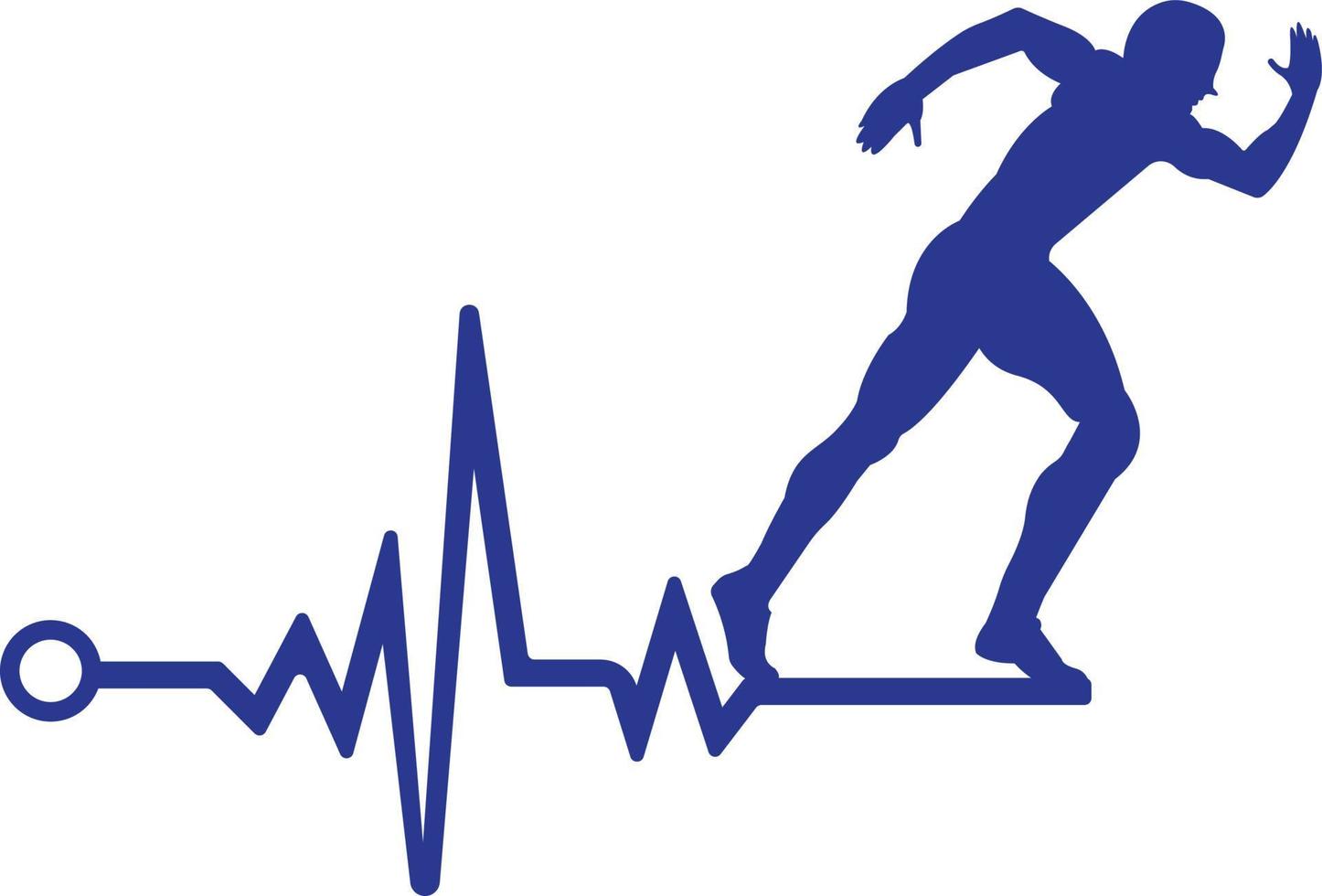 Pulse marathon logo design icon vector. Body Health Care Logo Design. Running man with line ecg heartbeat icon. vector