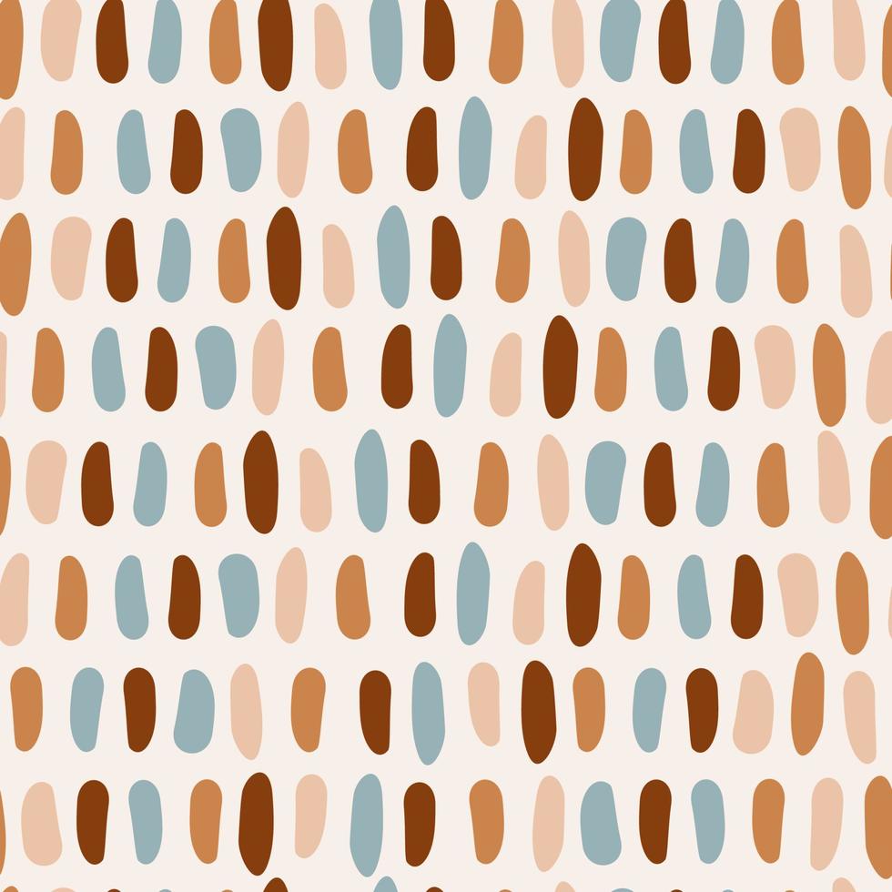 Cute brown beige and blue abstract seamless vector pattern background illustration with hand drawn polka dots