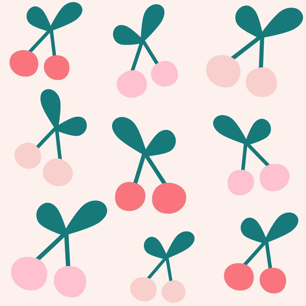 Cute trendy hand drawn textures vector seamless pattern background illustration with cherries abstract design for paper, cover, fabric and interior decor
