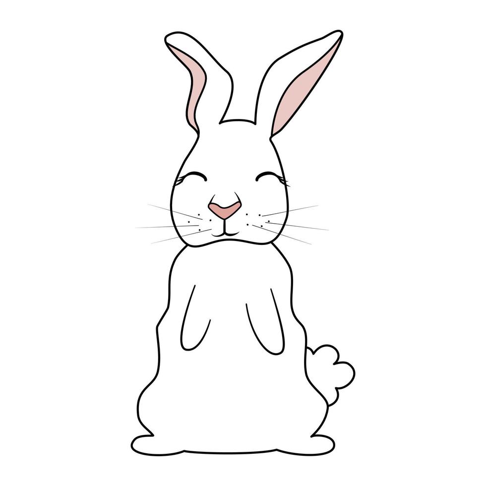 Cute cartoon character white rabbit vector illustration isolated on white background
