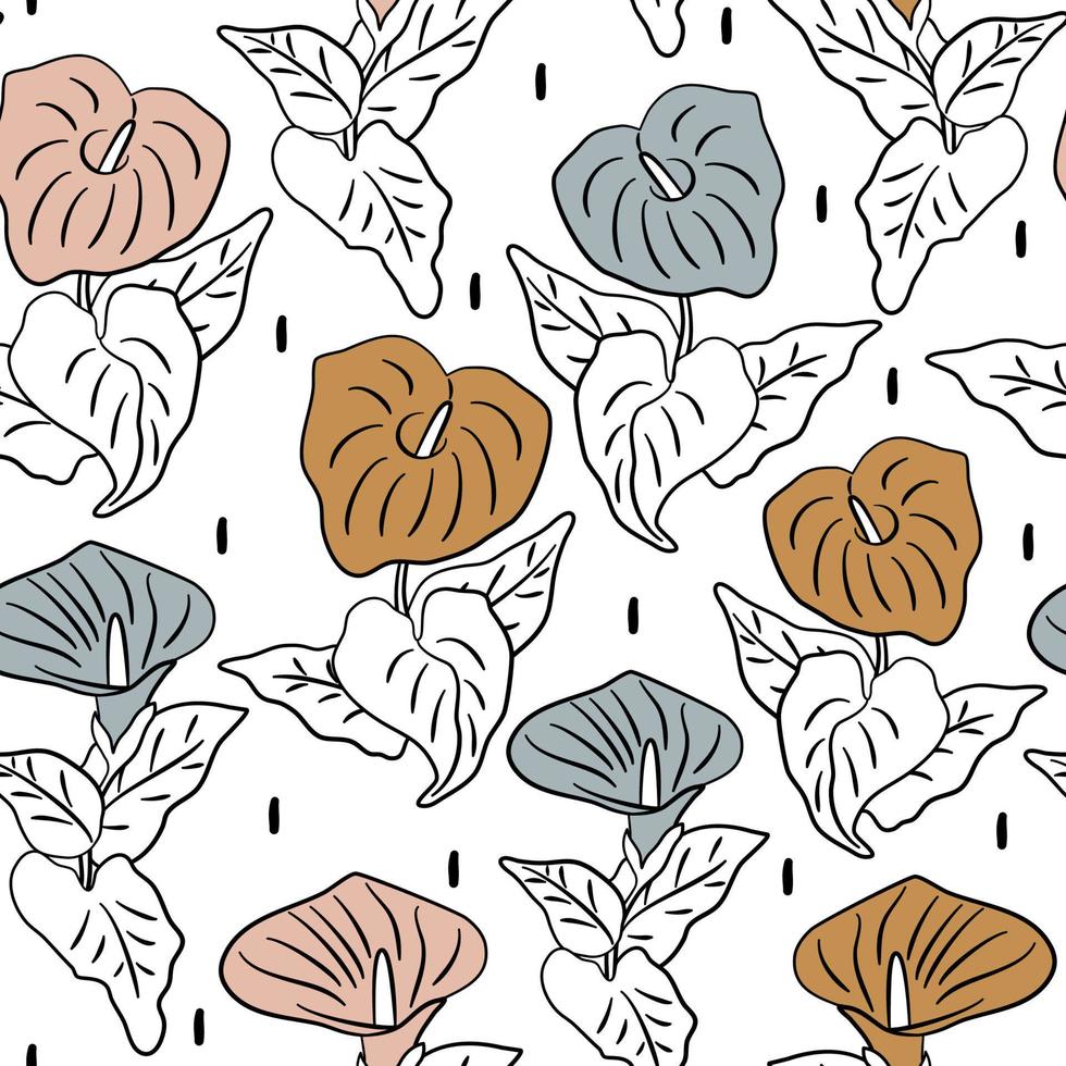 cute elegant beautiful seamless vector pattern illustration with beautiful calla flowers on white background