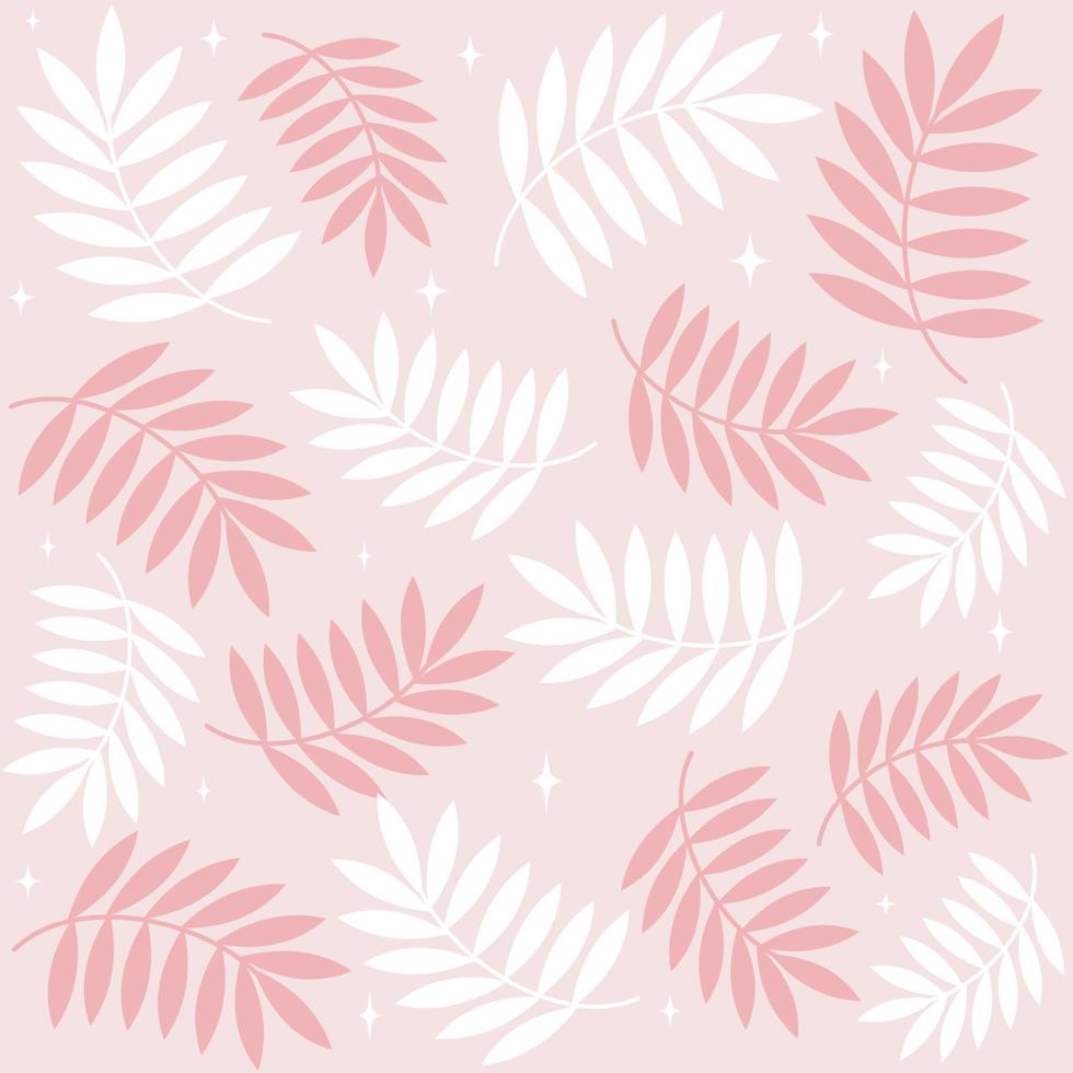 Palm tree leaves and stars cute seamless vector pattern background illustration