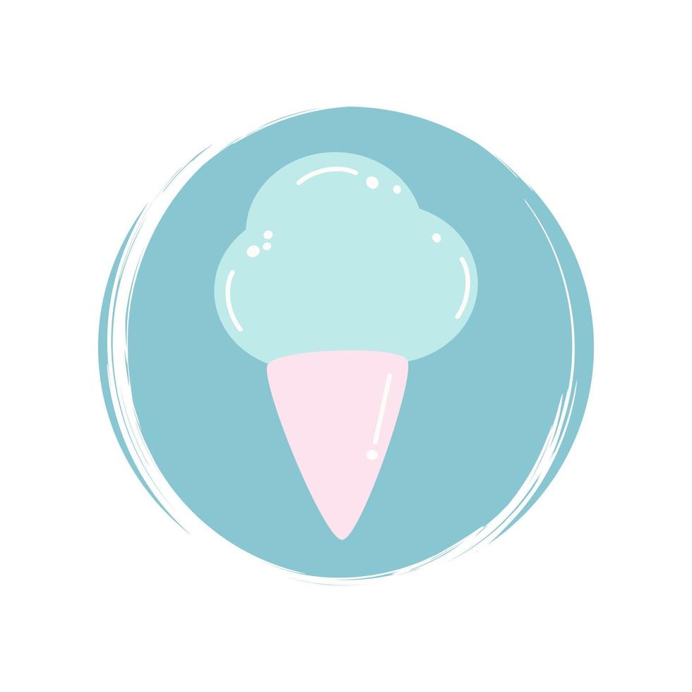 Ice cream icon logo vector illustration on circle with brush texture for social media story highlight
