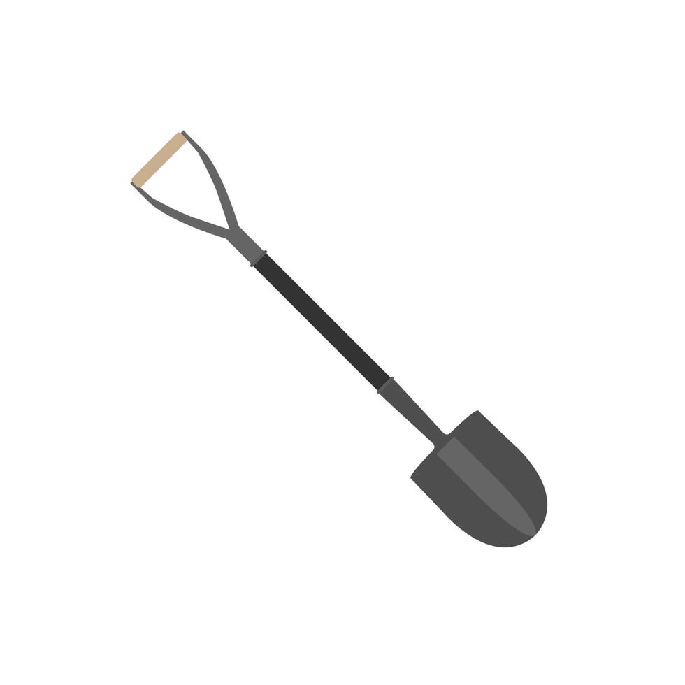shovel flat design vector illustration isolated on white background. Garden, building and repair tools concept
