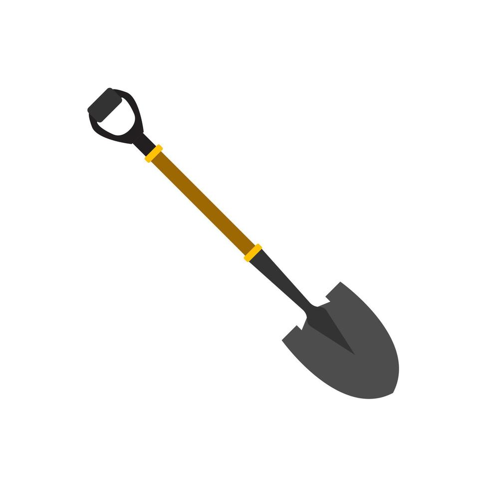 shovel flat design vector illustration isolated on white background. Garden, building and repair tools concept