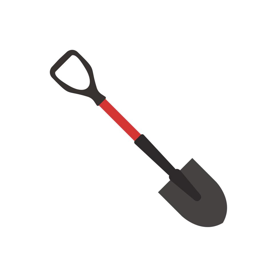 shovel flat design vector illustration isolated on white background. Garden, building and repair tools concept