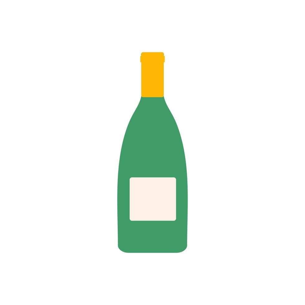 wine flat design vector illustration isolated on white background. Old wine bottle icon. Flat illustration of old wine bottle vector icon for web design