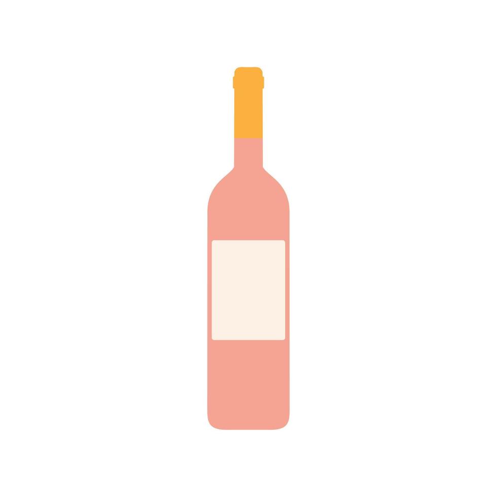wine flat design vector illustration isolated on white background. Old wine bottle icon. Flat illustration of old wine bottle vector icon for web design