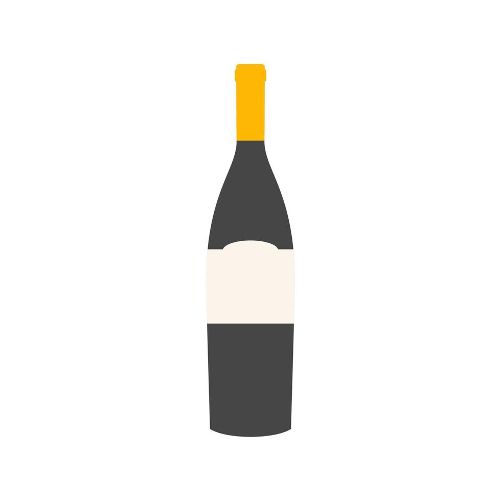 wine flat design vector illustration isolated on white background. Old wine bottle icon. Flat illustration of old wine bottle vector icon for web design