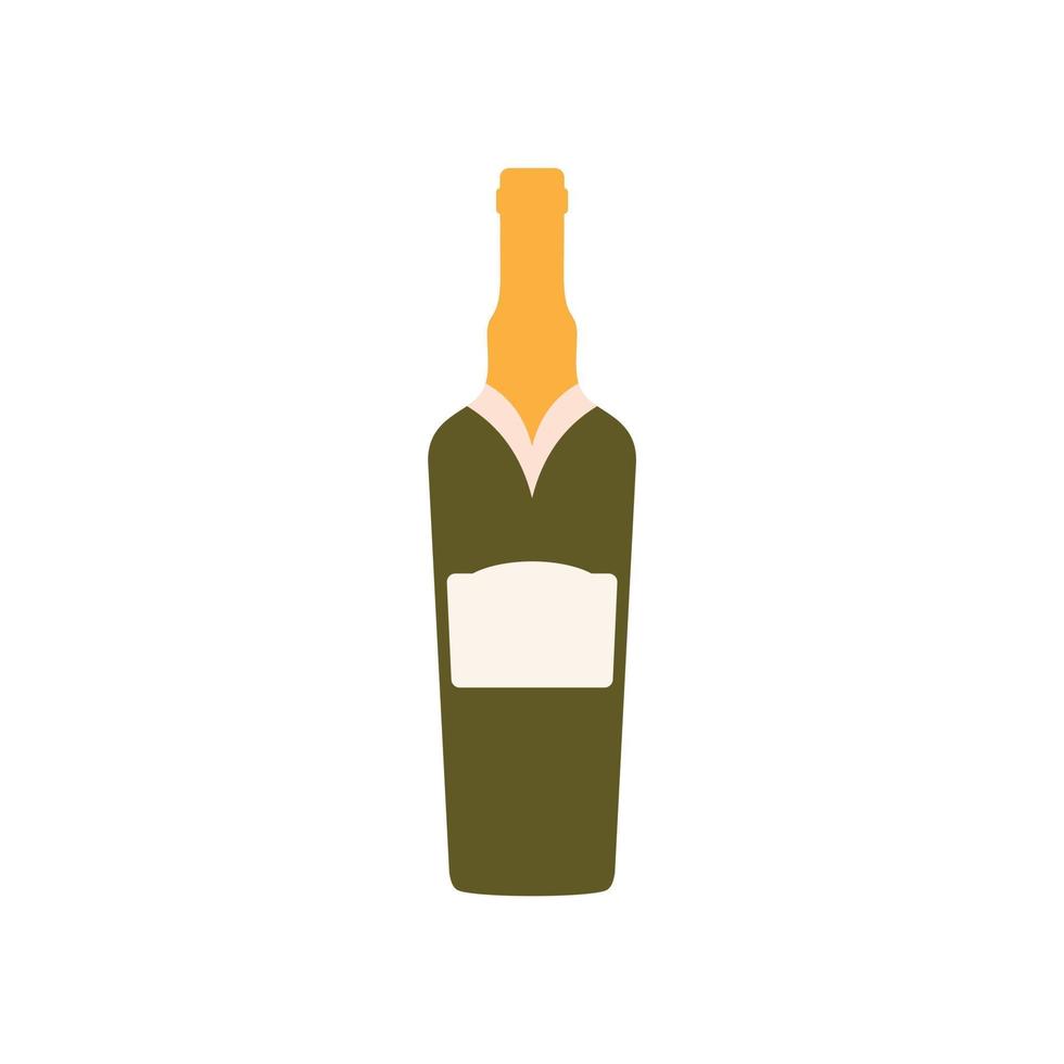 wine flat design vector illustration isolated on white background. Old wine bottle icon. Flat illustration of old wine bottle vector icon for web design