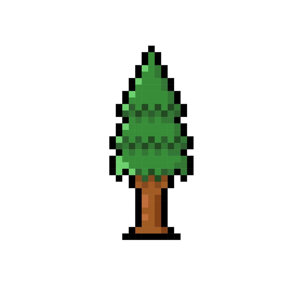 spruce tree in pixel art style vector