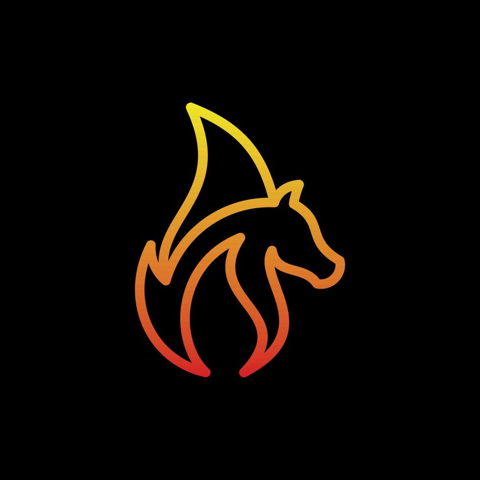 Animal horse head flame fire line modern design vector