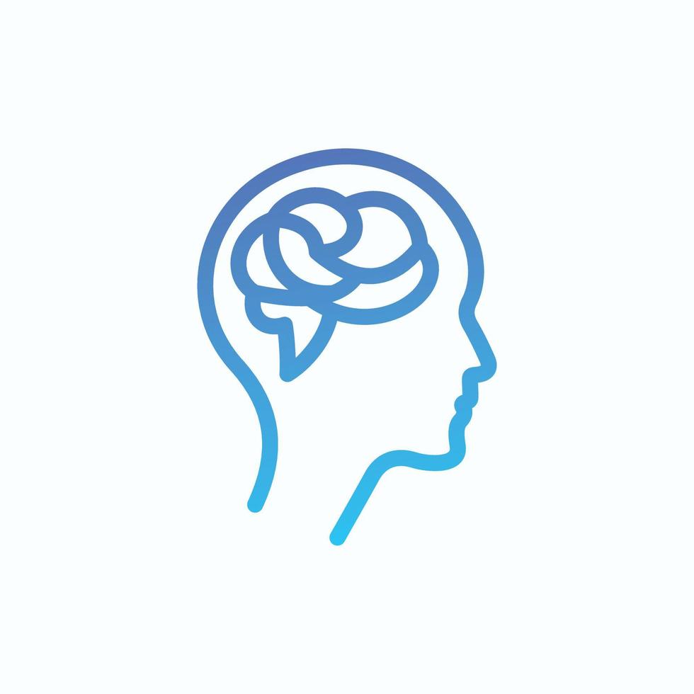 Human head brain line simple logo design vector