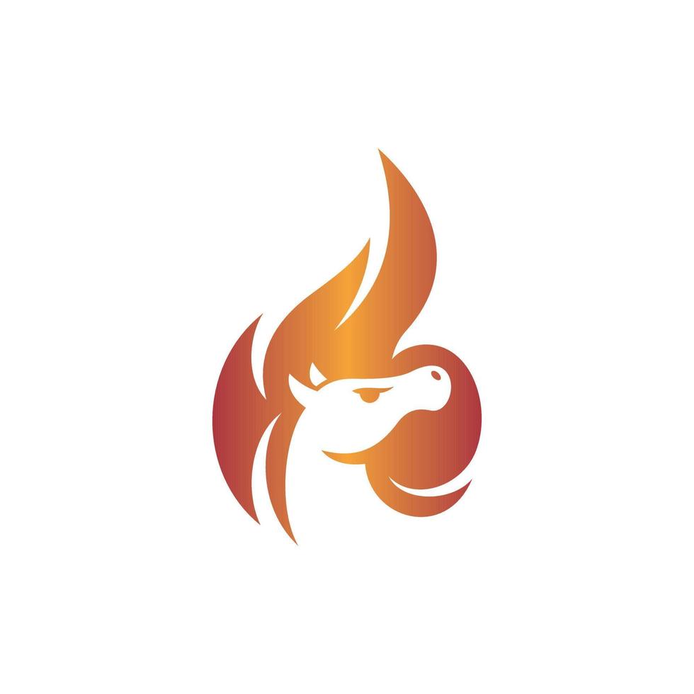 Animal horse head flame creative design vector