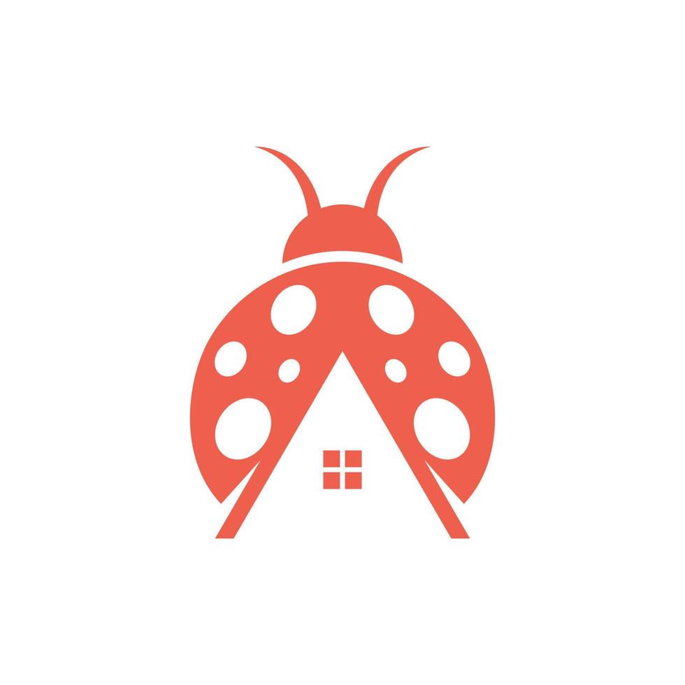 Ladybug insect home building creative logo vector