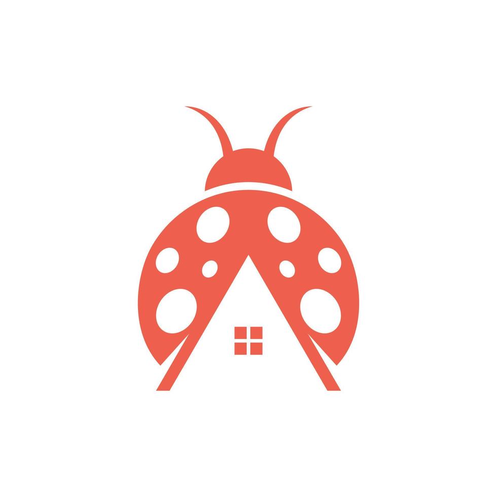 Ladybug insect home building creative logo vector