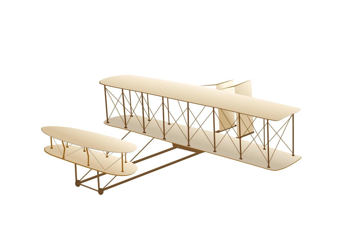 wright volantes. el del mundo primero vuelo un avión con un persona en el empuje de el motor. vector ilustración aislado en el blanco antecedentes