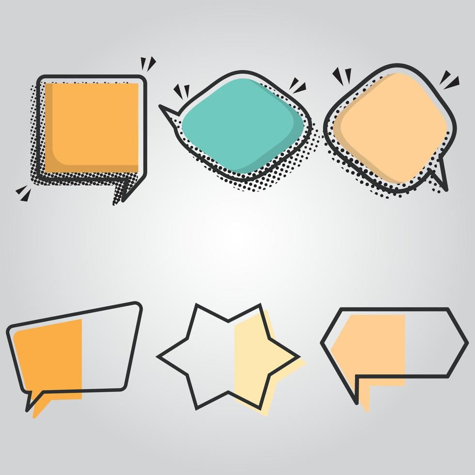 Set of empty colored comic speech bubble Vector illustration