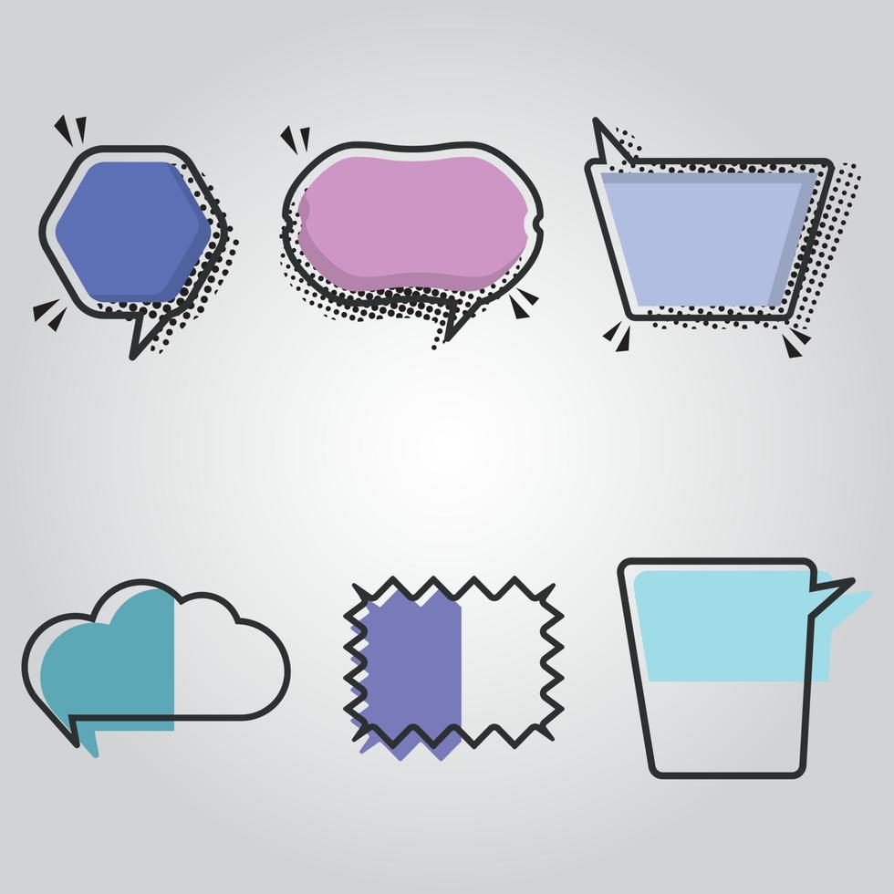 Set of empty colored comic speech bubble Vector illustration
