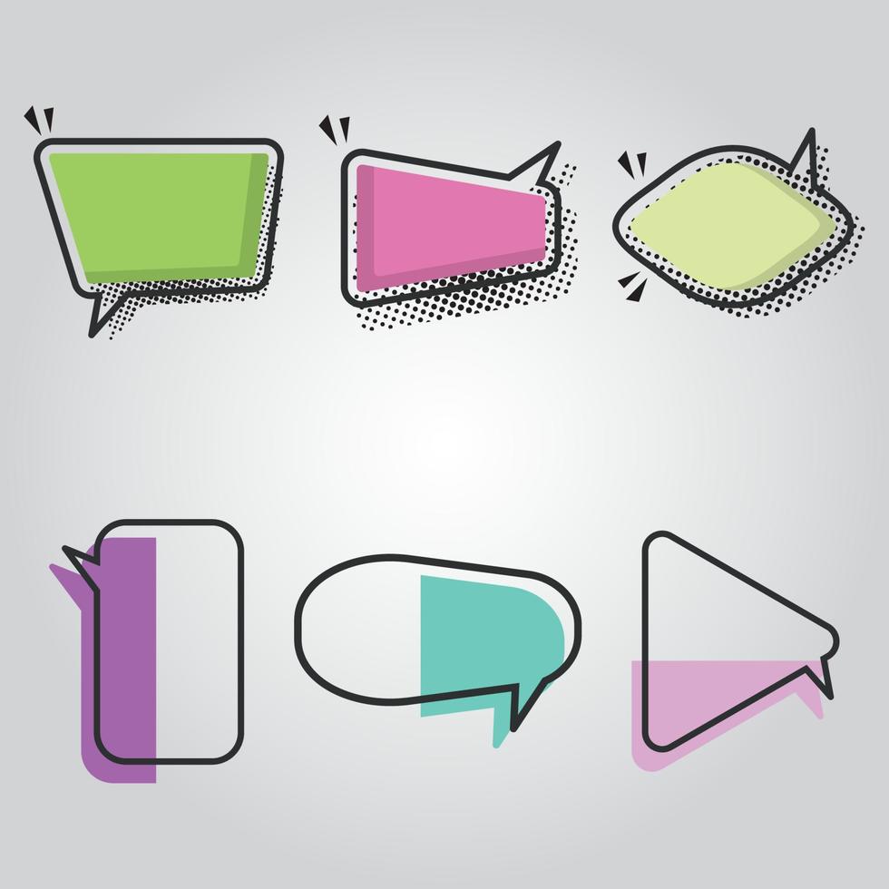 Set of empty colored comic speech bubble Vector illustration