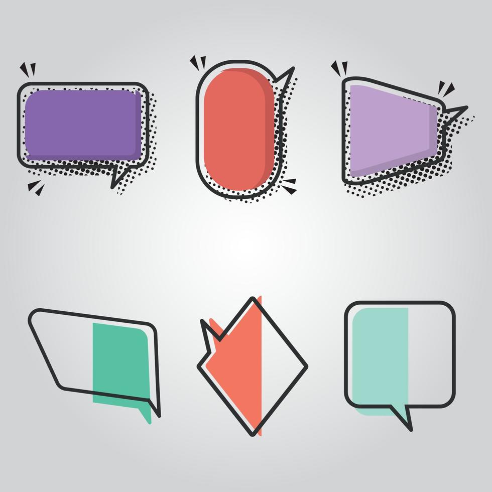 Set of empty colored comic speech bubble Vector illustration