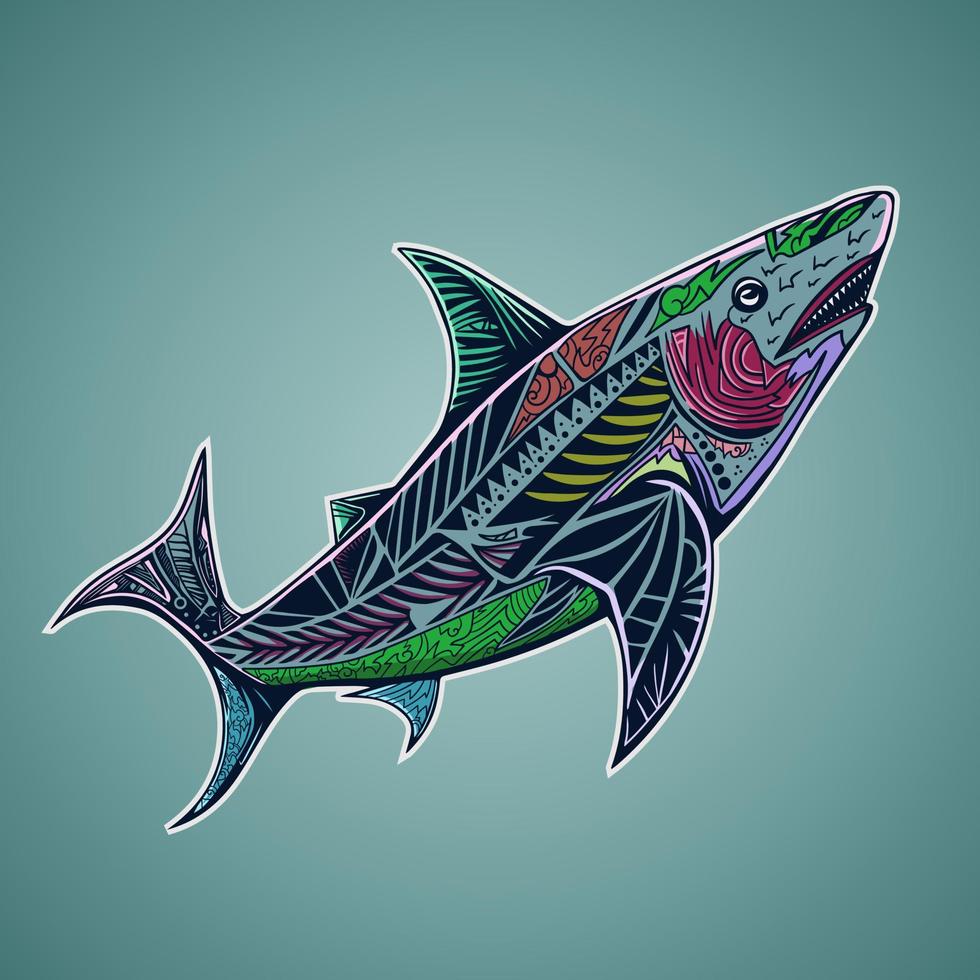 pescado con maya tribal modelo en cuerpo vector ilustración