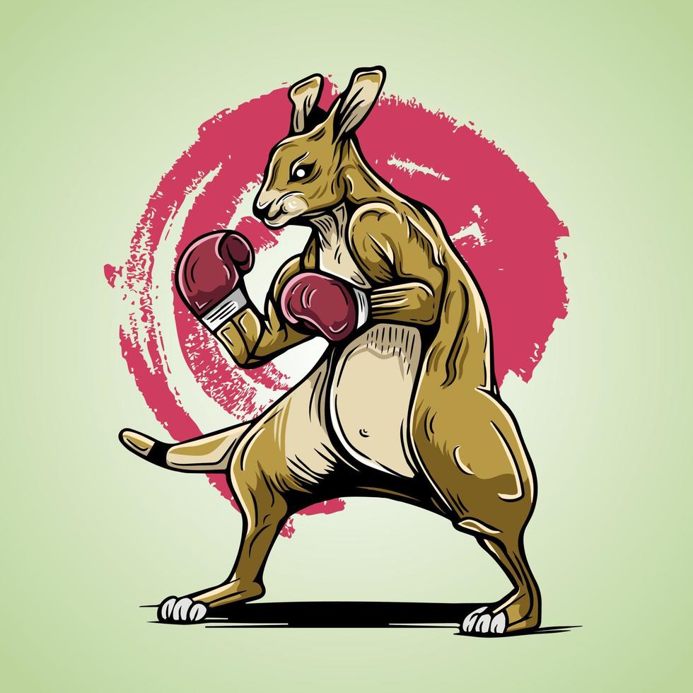 Kangaroo Boxing Jab Fist  and Punch Vector Illustration