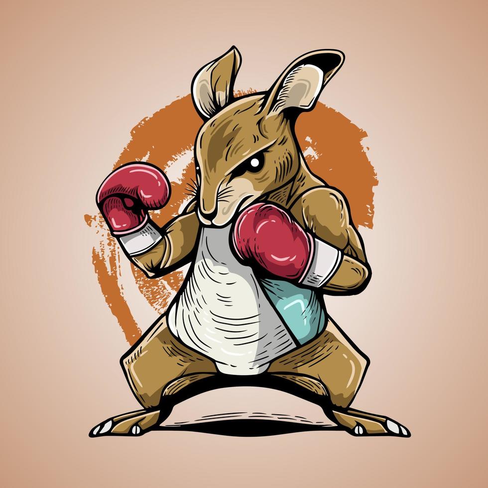 Cute Kangaroo Jab  With Small Body And Fight Vector Illustration