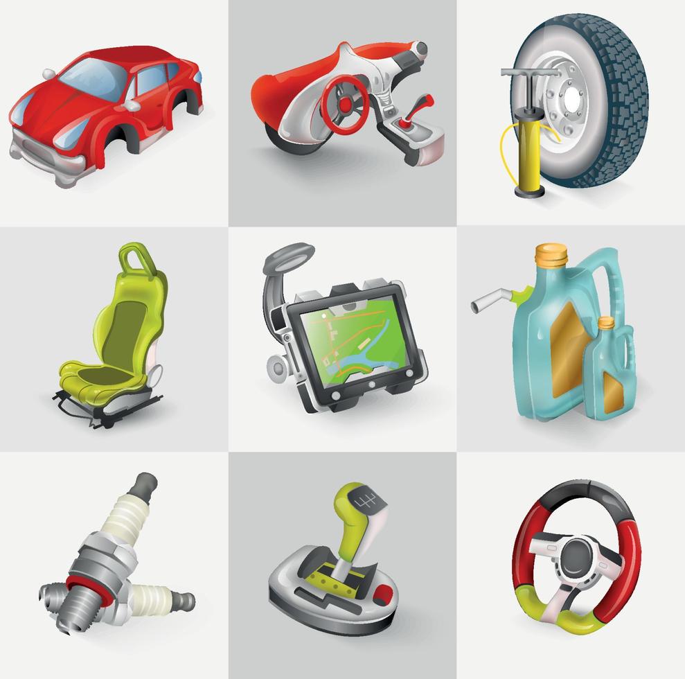 Car accessories icon set vector illustration