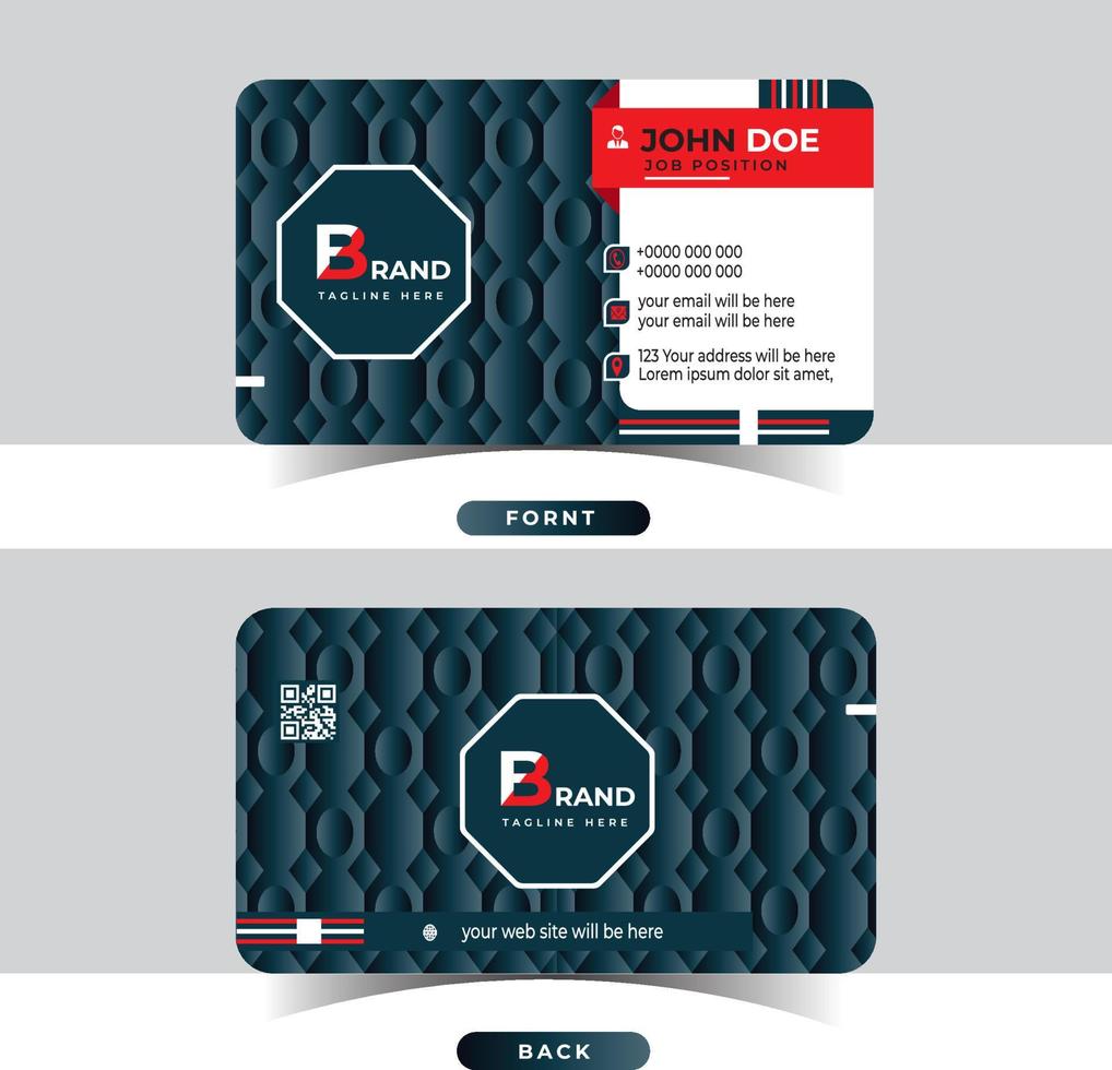 Corporate modern pattern business card design template, 3d styles black pattern shape,  with red color, vector illustration.
