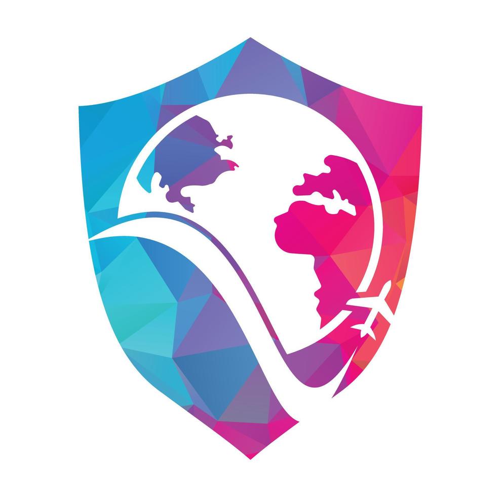 World travel logo design icon vector. Airplane and world symbol or icon. vector