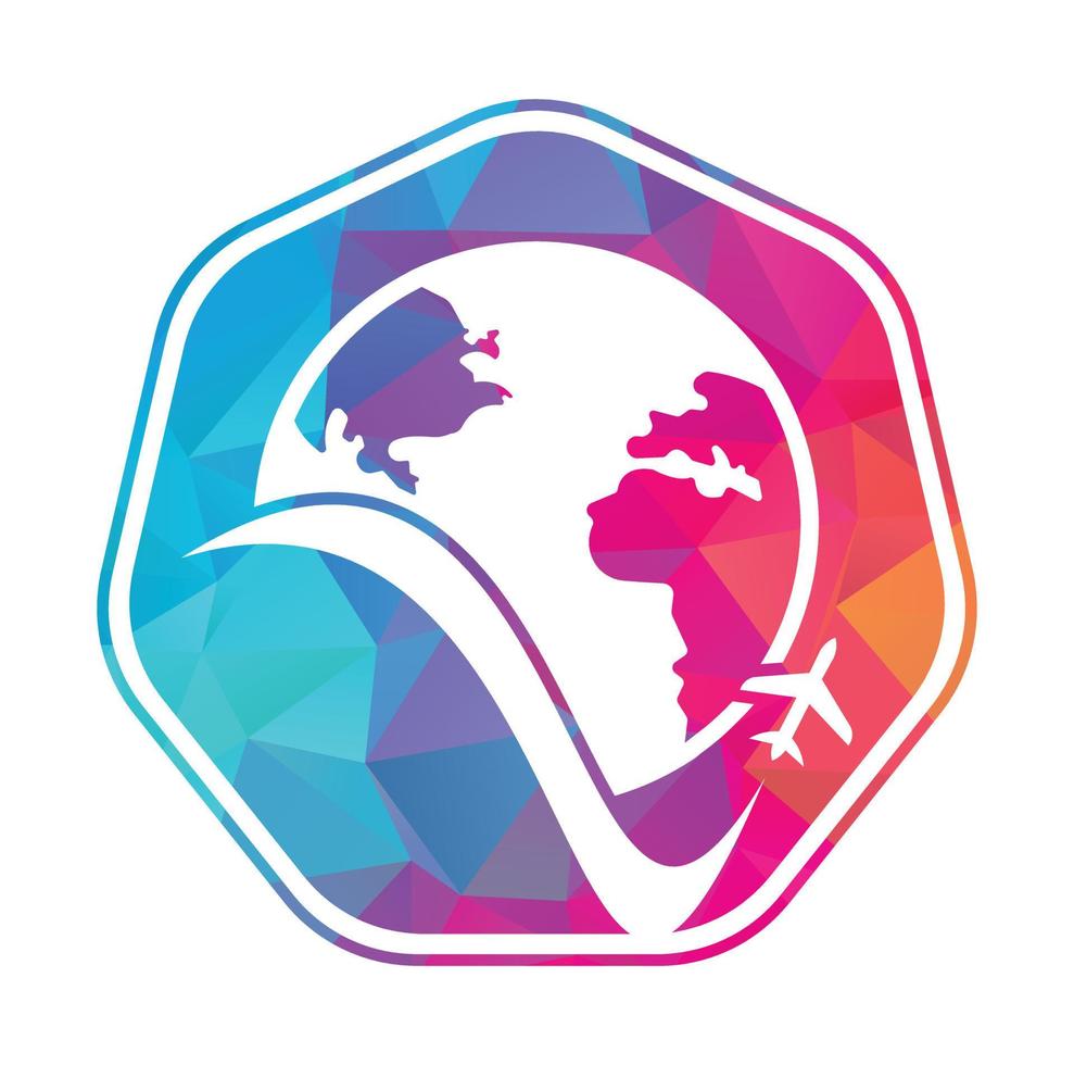 World travel logo design icon vector. Airplane and world symbol or icon. vector