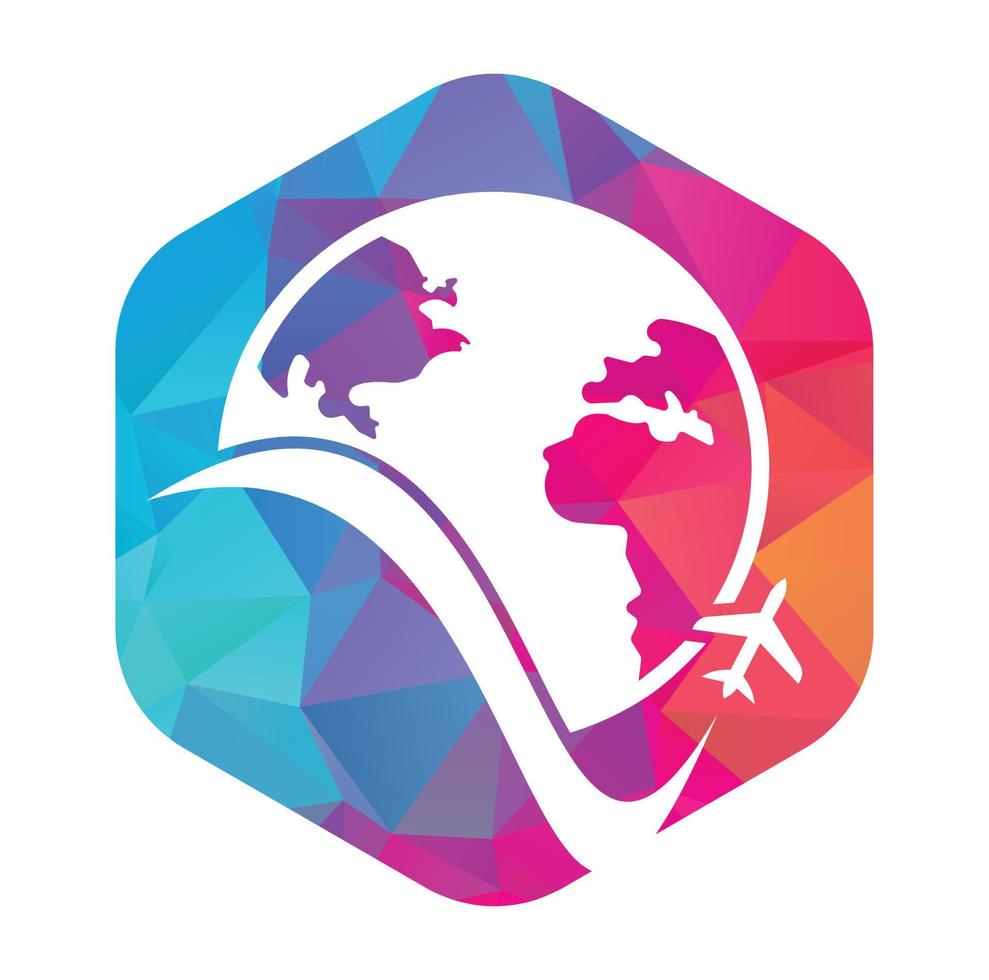 World travel logo design icon vector. Airplane and world symbol or icon. vector