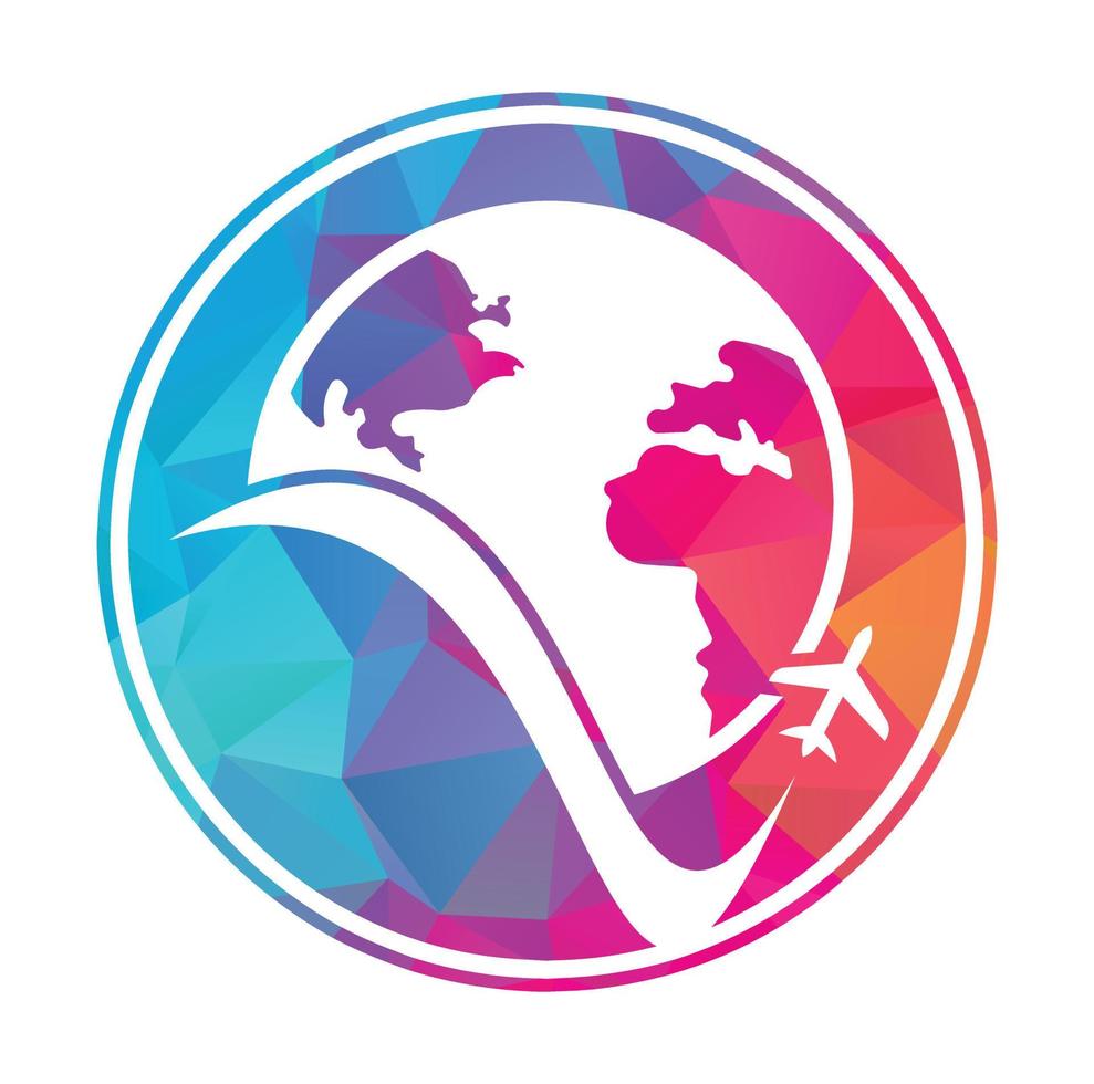 World travel logo design icon vector. Airplane and world symbol or icon. vector